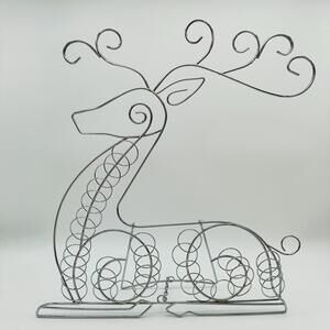 Set of 2 - Silver Plated Reindeer Table Decor Winter Holiday Card Holder